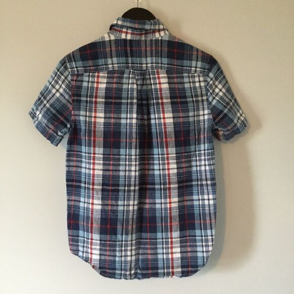 Ralph Lauren Kids Button Down Short Sleeve Blue/White/Red Plaid Shirt Size LG - Picture 3 of 5